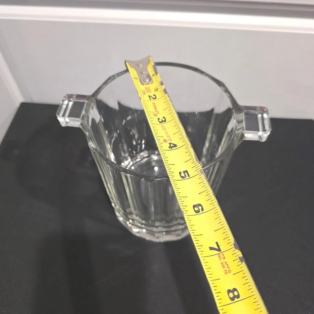 Vintage Style Heavy Clear Glass Ice Bucket, Home Bar Accessories, Cocktail Party